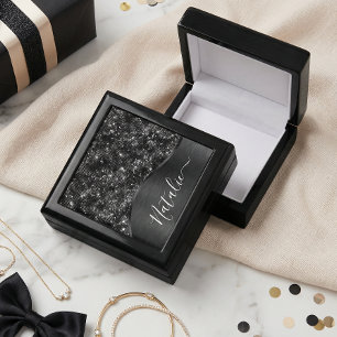 Metallic Black Glitter Personalized Gift Box