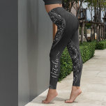 Metallic Black Glitter Personalized Leggings<br><div class="desc">Easily personalize this black brushed metal and glamorous faux glitter patterned leggings with your own custom name.</div>