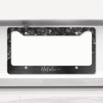 Metallic Black Glitter Personalized License Plate Frame