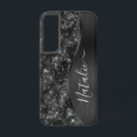 Metallic Black Glitter Personalized Samsung Galaxy S22 Case<br><div class="desc">Easily personalize this black brushed metal and glamorous faux glitter patterned phone case with your own custom name.</div>