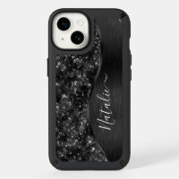 Metallic Black Glitter Personalized