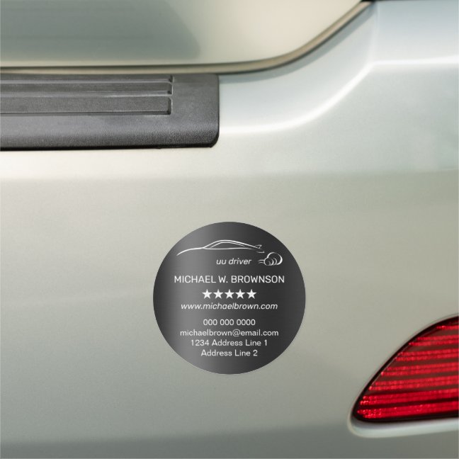 Metallic Black Gray Automobile driver Logo Car Magnet