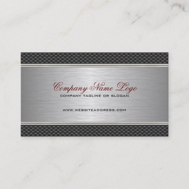 Metallic  Black & Gray Brushed Aluminum Look 2 Business Card (Front)