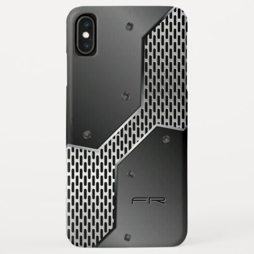 Metallic Black  Gray Geometric Design iPhone XS Max Case