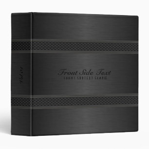 Metallic Black Monochromatic Design Brushed Metal 3 Ring Binder