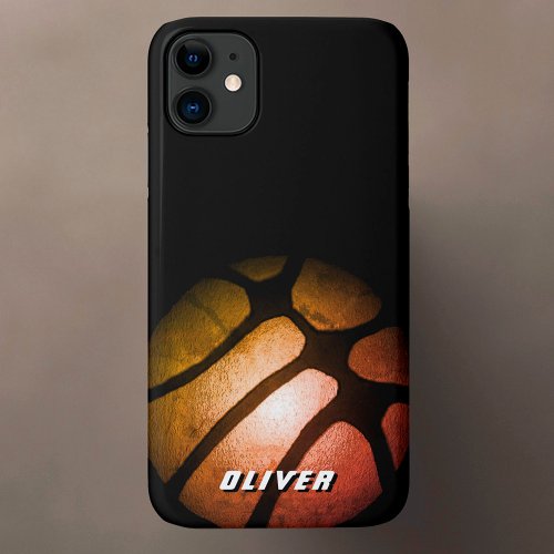 Metallic Black Orange Basketball Ball Sports iPhone 11 Case