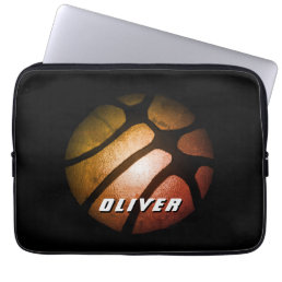 Metallic Black Orange Basketball Ball Sports Lapto Laptop Sleeve