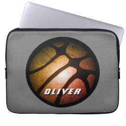 Metallic Black Orange Basketball Ball Sports Laptop Sleeve