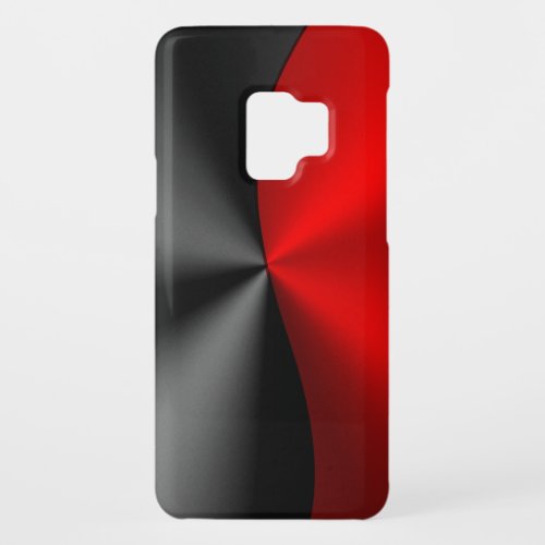 Metallic Black  Red Split Screen Geometric Design Case_Mate Samsung Galaxy S9 Case