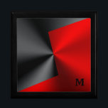 Metallic Black & Red Stainless Steel Gift Box<br><div class="desc">Shiny black and red faux metallic geometric design.</div>