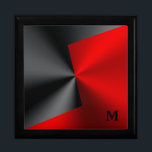 Metallic Black & Red Stainless Steel Gift Box<br><div class="desc">Shiny black and red faux metallic geometric design.</div>