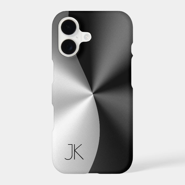 Metallic Black & Silver Geometric Design Iphone Case (Back)