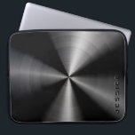 Metallic Black Slick Shiny Stainless Steel Look Laptop Sleeve<br><div class="desc">Black shiny simple elegant metallic design print, stainless steel look, laptop sleeve. Custom and optional monogram.</div>