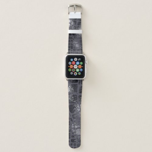 Metallic Black Snake Skin Elegant Texture Apple Watch Band