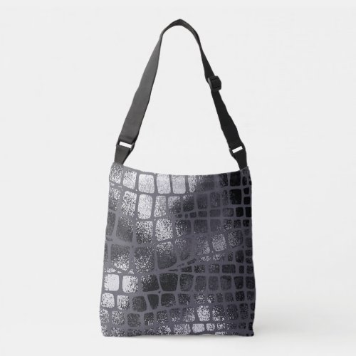 Metallic Black Snake Skin Elegant Texture Crossbody Bag