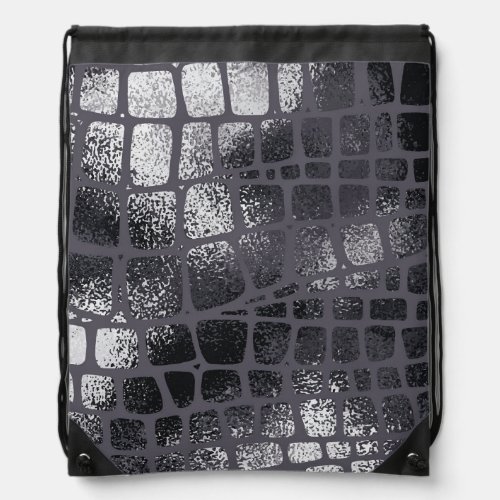 Metallic Black Snake Skin Elegant Texture Drawstring Bag