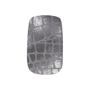 Metallic Black Snake Skin: Elegant Texture Minx Nail Art