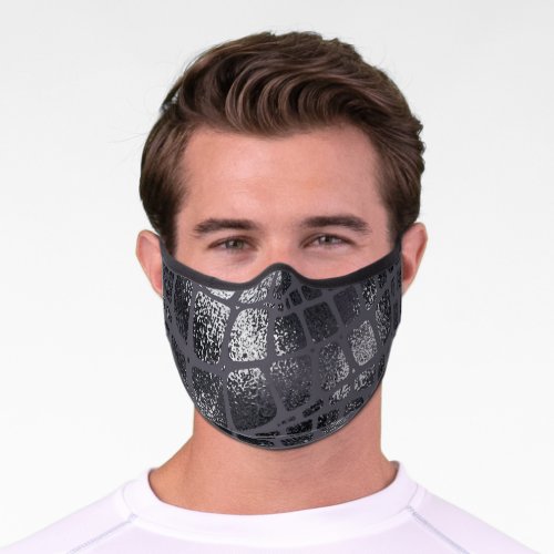 Metallic Black Snake Skin Elegant Texture Premium Face Mask