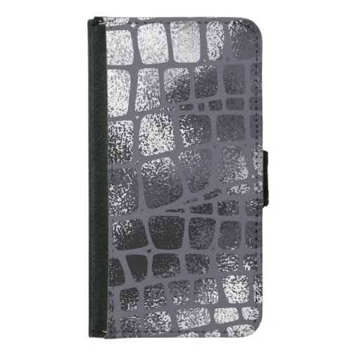 Metallic Black Snake Skin Elegant Texture Samsung Galaxy S5 Wallet Case