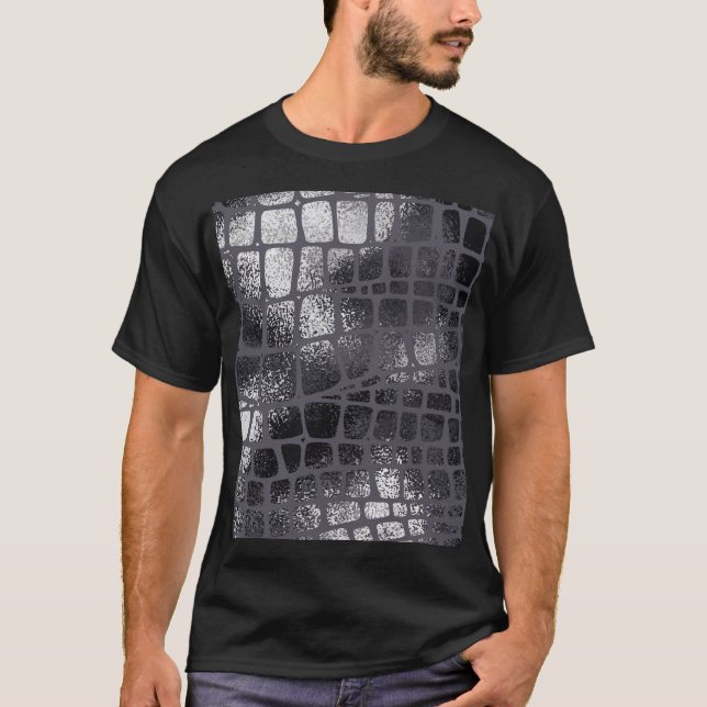 Metallic Black Snake Skin: Elegant Texture T-Shirt (Front)