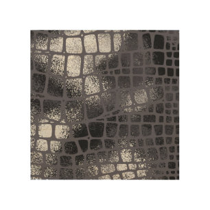 Metallic Black Snake Skin: Elegant Texture Wood Wall Art