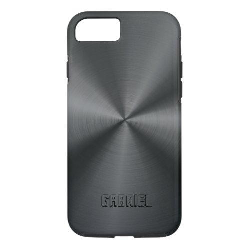 Metallic Black Tones Stainless Steel Look Monogram iPhone 87 Case