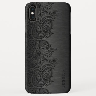 Metallic Black With Black Paisley Lace iPhone XS Max Case