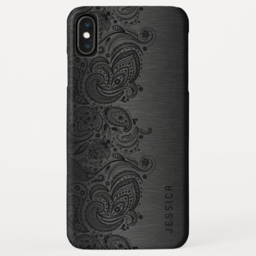 Metallic Black With Black Paisley Lace iPhone XS Max Case