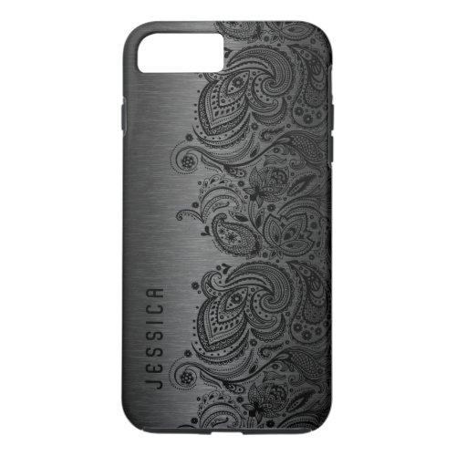 Metallic Black With Black Paisley Lace iPhone 8 Plus7 Plus Case