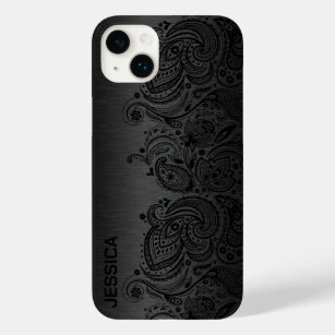 Metallic Black With Black Paisley Lace Case-Mate iPhone 14 Plus Case
