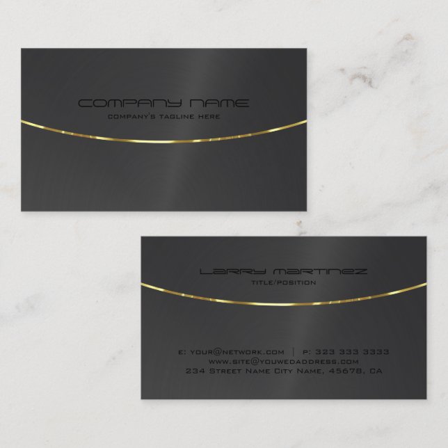 Metallic black with gold accent business card (Front/Back)