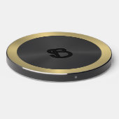 Metallic black with gold border wireless charger  (Front 2)