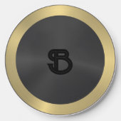 Metallic black with gold border wireless charger  (Front)