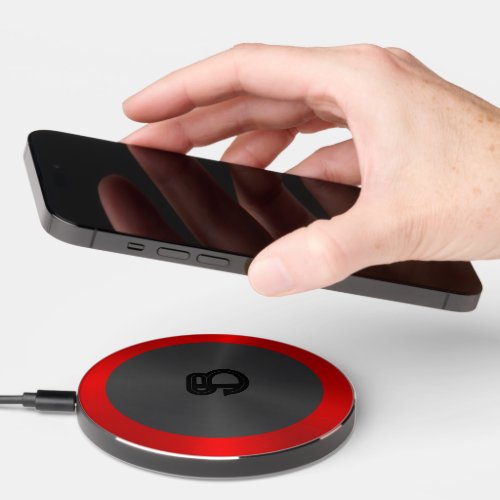 Metallic black with red border wireless charger 