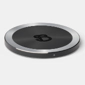 Metallic black with silve border wireless charger  (Front 2)