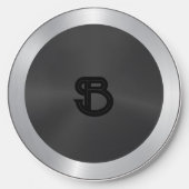 Metallic black with silve border wireless charger  (Front)