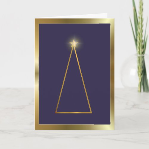 Metallic blue and gold modern Christmas Holiday Card