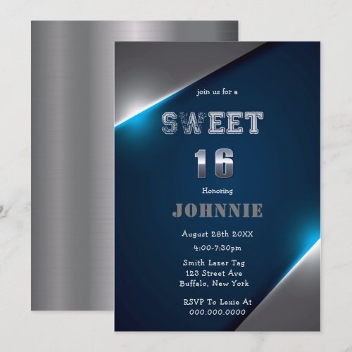Metallic Blue and Silver Sweet 16 Birthday Party 