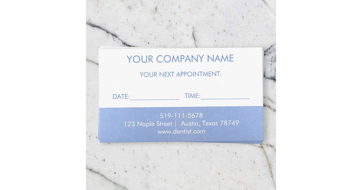 Metallic Blue Appointment Reminder Card | Zazzle