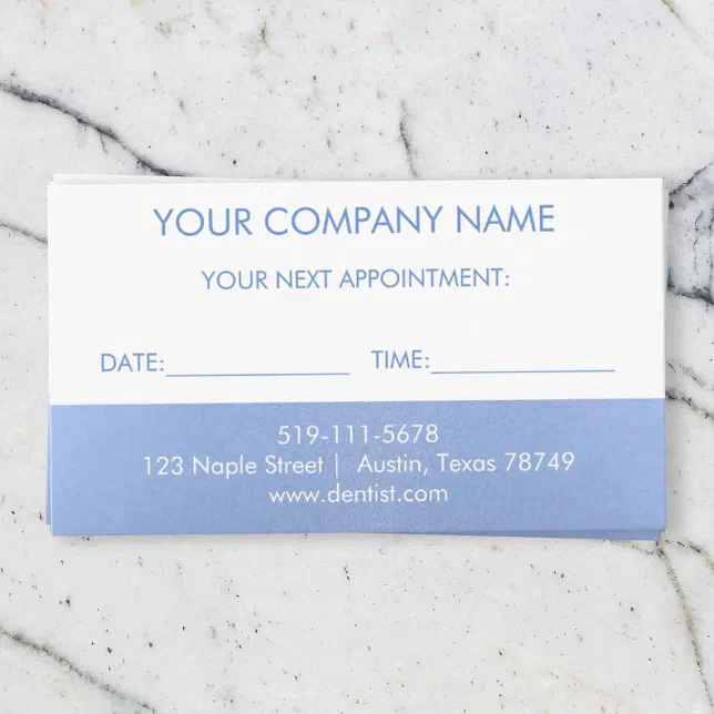 Metallic Blue Appointment Reminder Card | Zazzle