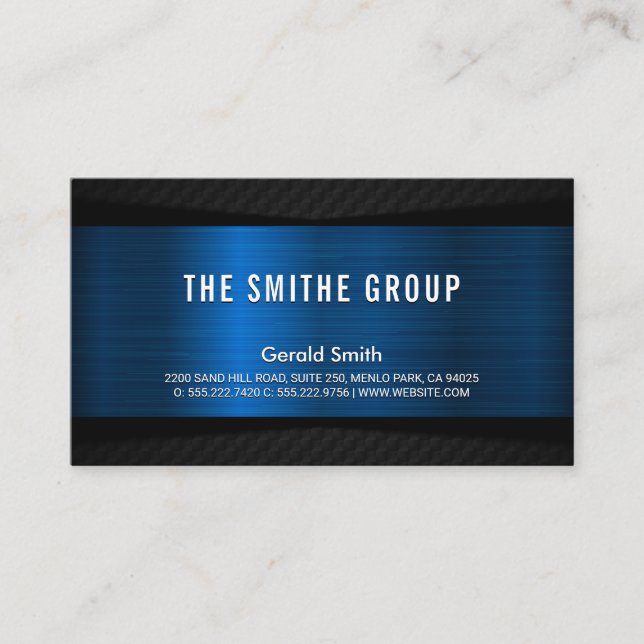 Metallic Blue Black | Corporate Business Card (Front)