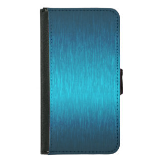 Metallic Blue Brushed Aluminum Look Wallet Phone Case For Samsung Galaxy S5