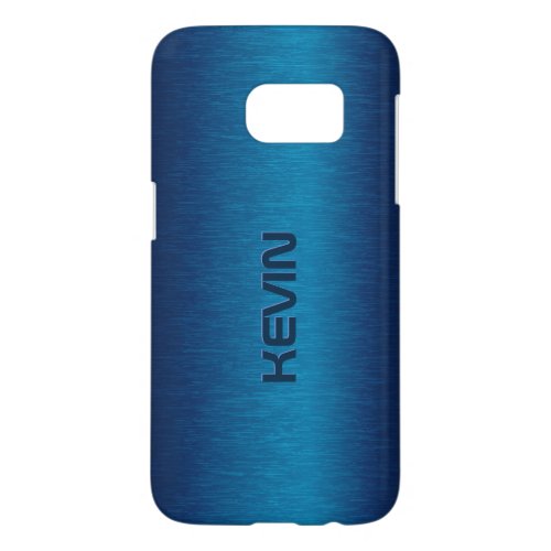 Metallic Blue Brushed Aluminum Texture Print Samsung Galaxy S7 Case