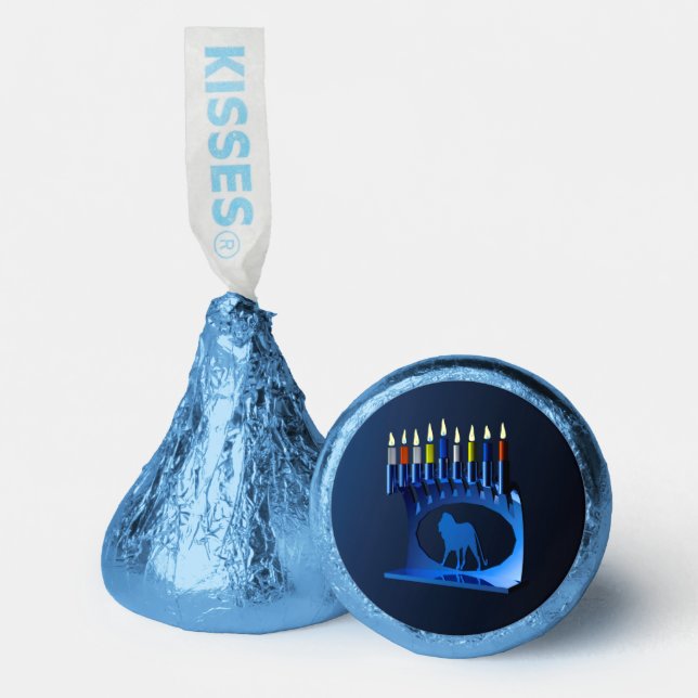 Metallic Blue Chanukkah Menorah Hershey®'s Kisses® (Front)