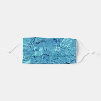 Metallic Blue Crinkled Foil-look Face Mask by NiteOwlStudio at Zazzle
