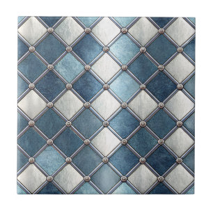 Metallic Blue Diamond - Geometric Industrial Ceramic Tile