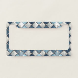 Metallic Blue Diamond - Geometric Industrial License Plate Frame