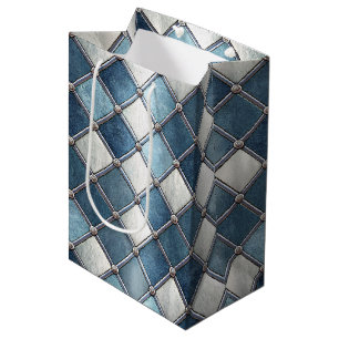 Metallic Blue Diamond - Geometric Industrial Medium Gift Bag