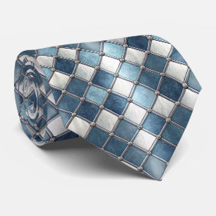 Metallic Blue Diamond - Geometric Industrial Neck Tie