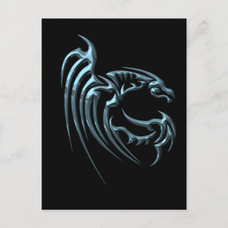 Metallic Blue Dragon with Stripes Postcard